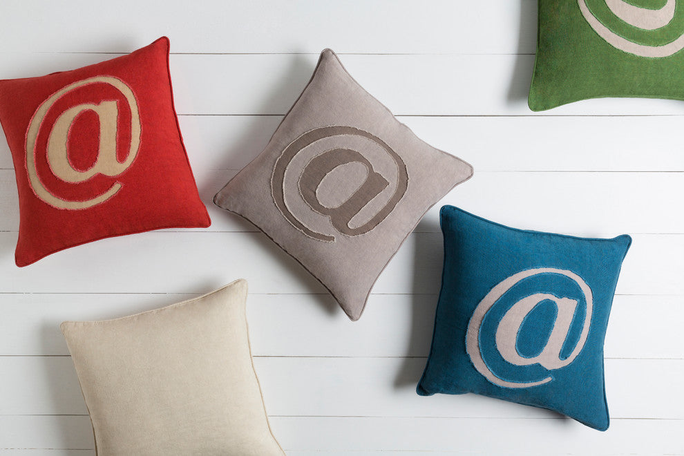 Linen Text Pillow 22x22x5, Down Fill