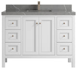 Nashville 48" Single Sink Bath Vanity, White 2" Piatra Gray
