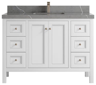 Nashville 48" Single Sink Bath Vanity, White 2" Piatra Gray