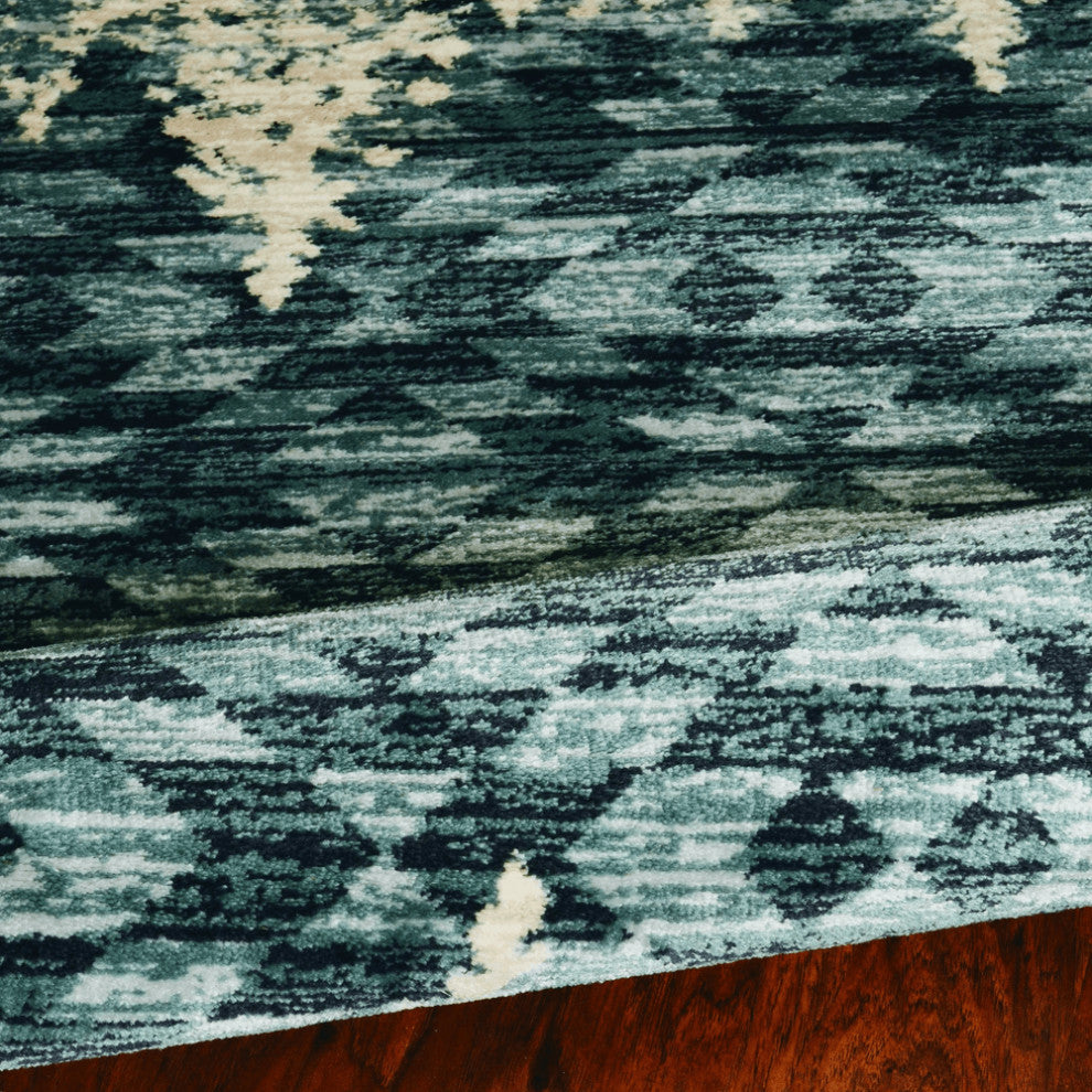 5' X 8' Slate Blue Winter Pine Trees Area Rug