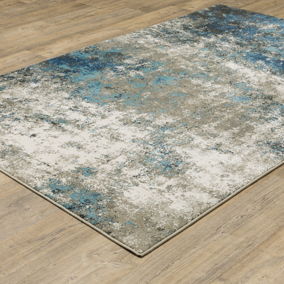 Vander Casual Abstract Power-Loomed Area Rug, Blue/Gray, 3'10"x5'5"