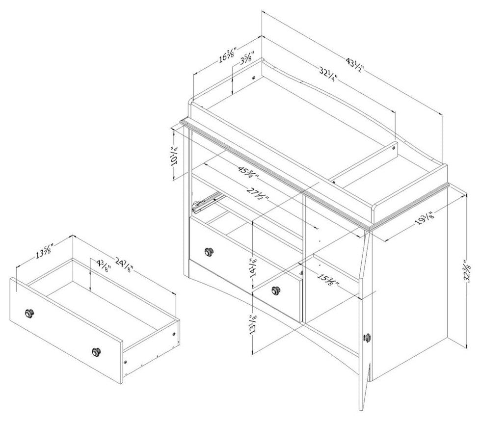 South Shore Peek-A-Boo Changing Table, Pure White