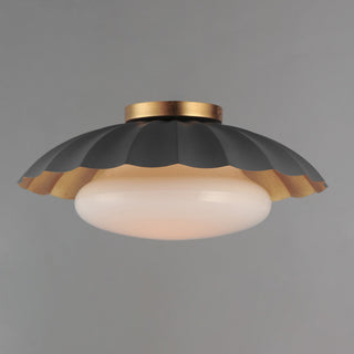Maxim 18059 Primrose 16"W Flush Mount Ceiling Fixture - Matte White / Gold Leaf