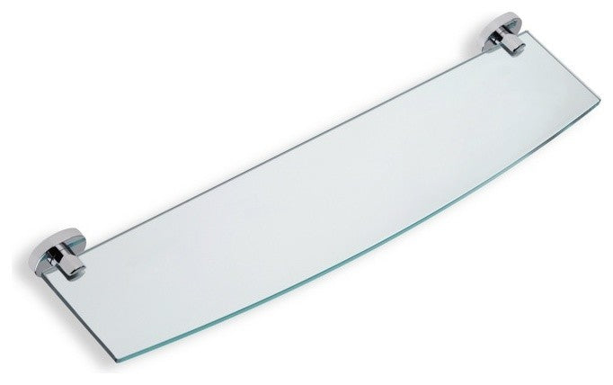 Clear Glass Bathroom Shelf With Brass Holder, Chrome