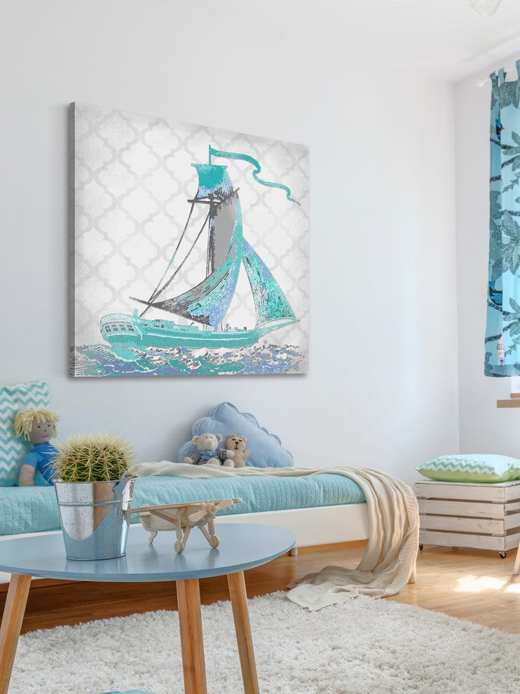 Marmont Hill, "Ship 1" by Reesa Qualia Painting Print on Wrapped Canvas, 24x24