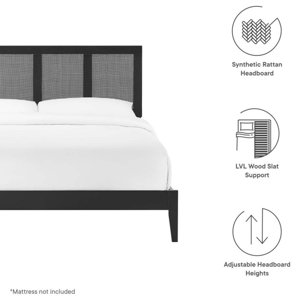 Sirocco Rattan and Wood King Platform Bed, Black