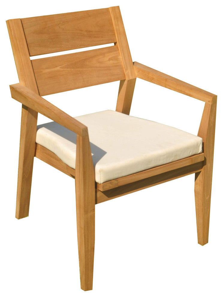 9-Piece Outdoor Teak Set: 60" Square Butterfly Table, 8 Celo Stacking Arm Chairs