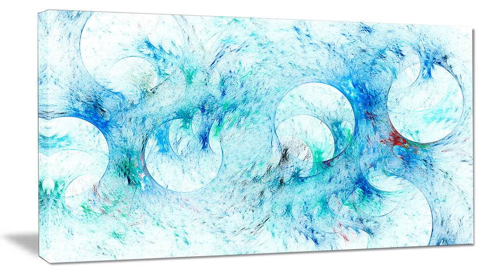 Blue White Fractal Glass Texture, Abstract Canvas Art Print, 32x16