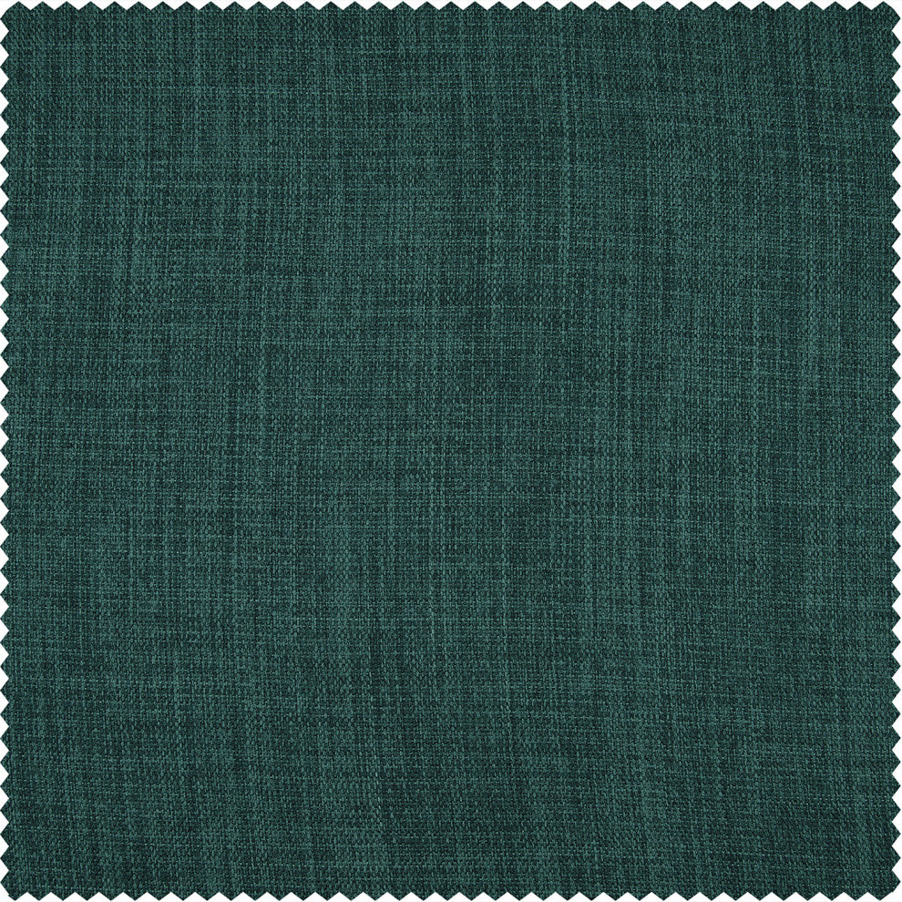Faux Linen Darkening Curtain Single Panel, Slate Teal, 50"x108"
