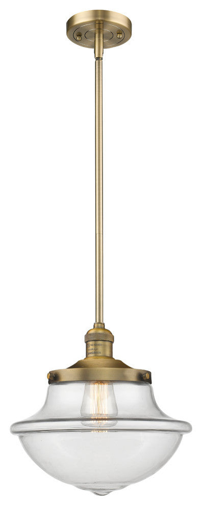 Large Oxford 1-Light Mini Pendant, Brushed Brass, Clear