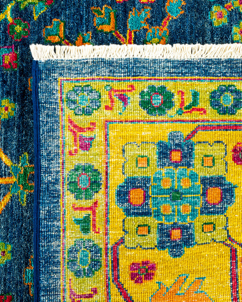 Eclectic, One-of-a-Kind Handmade Area Rug Blue, 13' 10" x 7' 10"