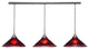 3 Light Mini Pendant In Brushed Nickel, 16" Raspberry Crystal Glass