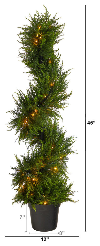 45" Spiral Cypress Faux Tree W/ 80 Clear LED Lights UV Resistant, Indoor/Outdoor