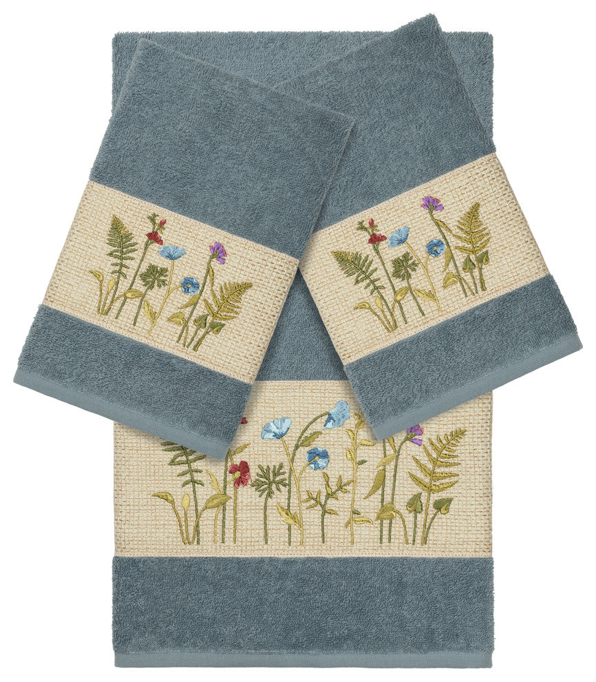 Serenity 3-Piece Embellished Towel Set, Teal