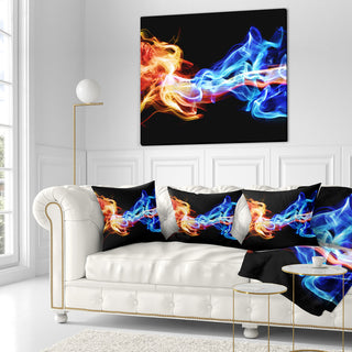 Red and Blue Smoke Abstract Abstract Throw Pillow, 18"x18"