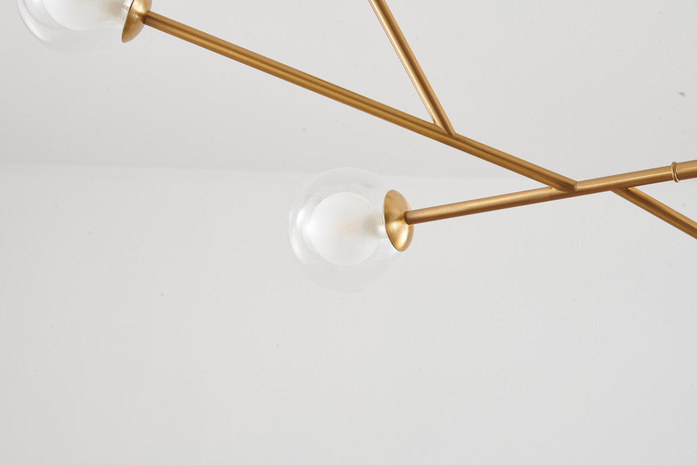 7-LightGold St eel Chandelier With Glass Shades