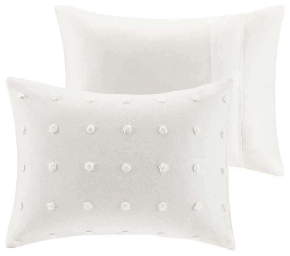 Urban Habitat Brooklyn Pom-Pom 7-Piece Duvet Cover Set, Ivory
