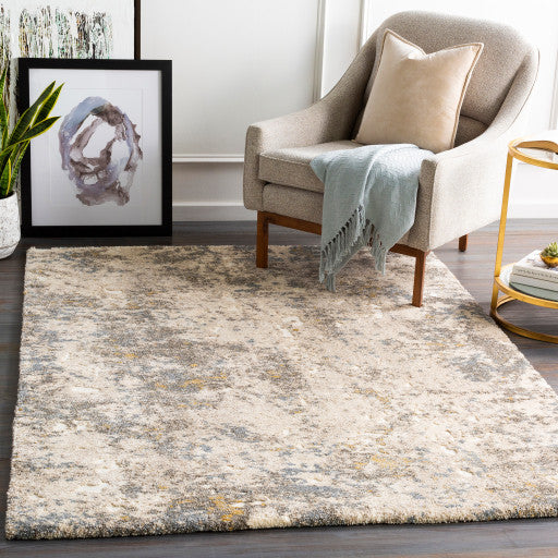 Surya Tuscany TUS-2305 4'3"x5'7" Rug, White/Brown/Aqua/Cream/Champagne
