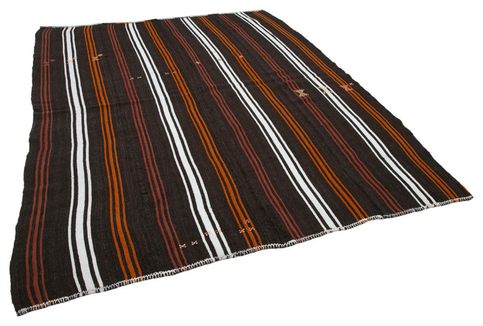 Rug N Carpet - Handmade Anatolian 7' 1'' x 8' 10'' Vintage Goat Hair Kilim Rug