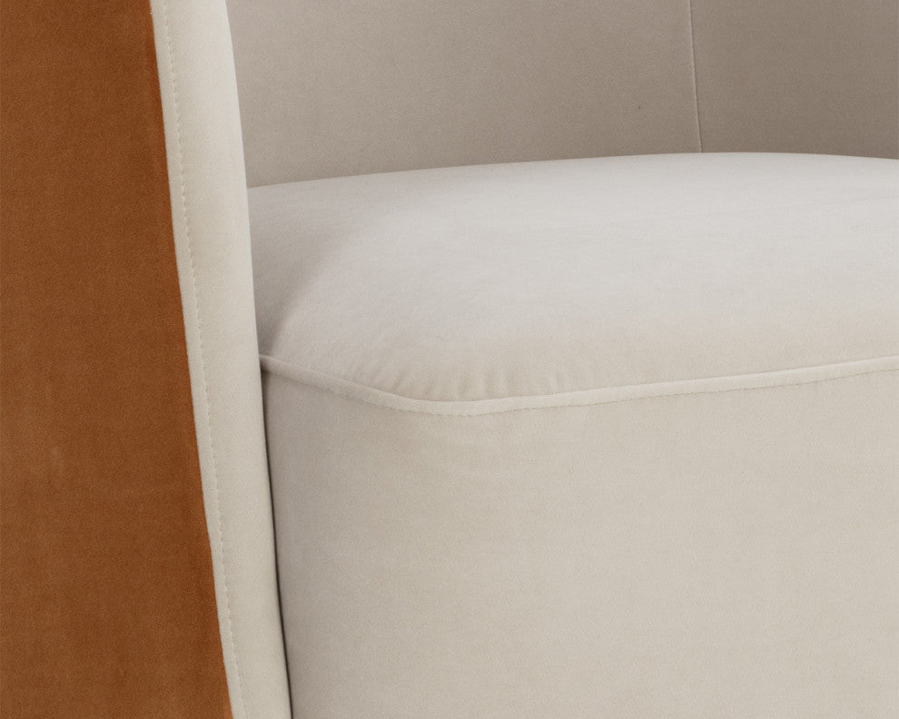 Sarina Swivel Lounge Chair, Meg Taupe / Meg Gold