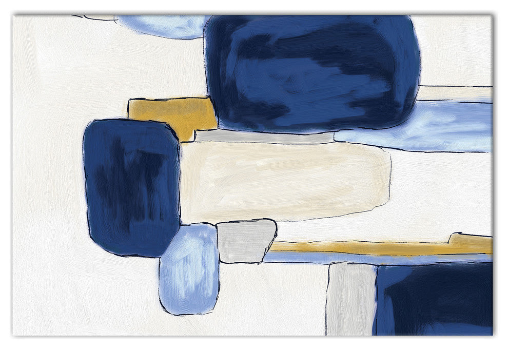 Watercolor Blue Abstract Squares 12x18 Canvas Wall Art