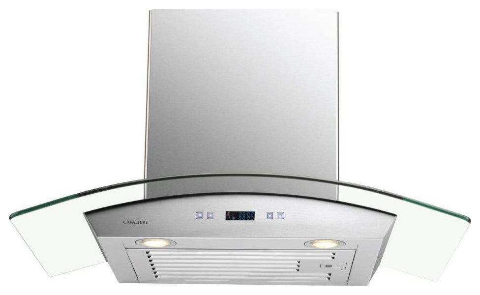 CAVALIERE 30" Glass Canopy Range Hood 900 CFM Brushed Stainless Steel LED