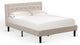 Platform Queen Size Bed Mist Beige Upholestered Bed Headboard,Black Legs