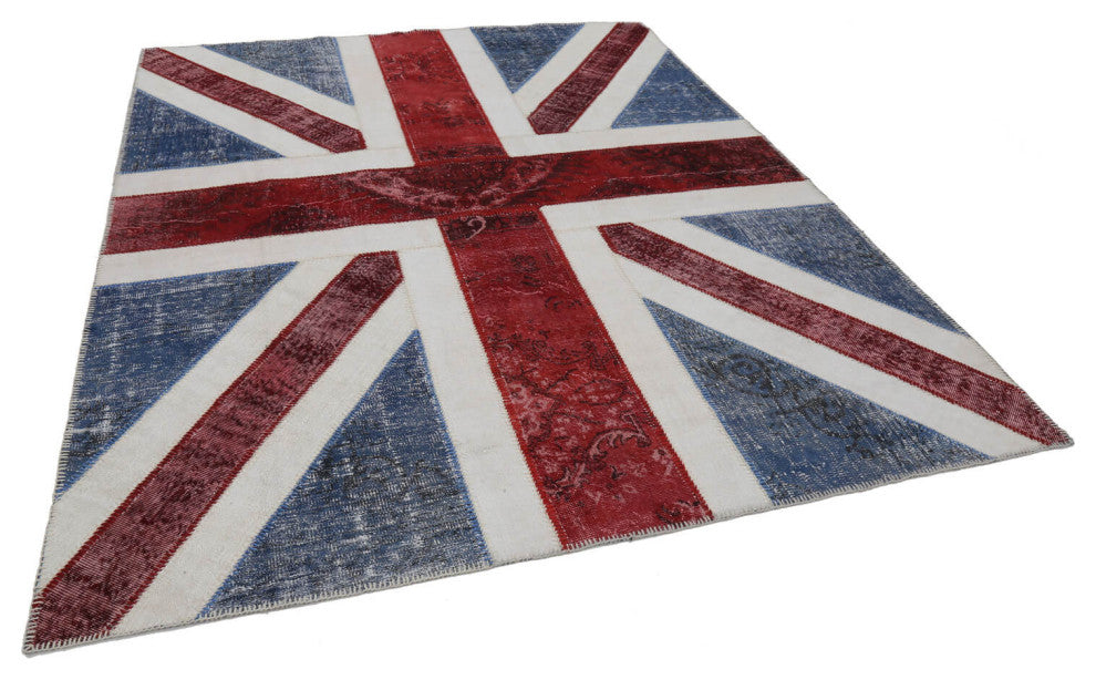 Rug N Carpet - Hand-knotted Oriental 8' 1'' x 10' 0'' Flag Patchwork Rug