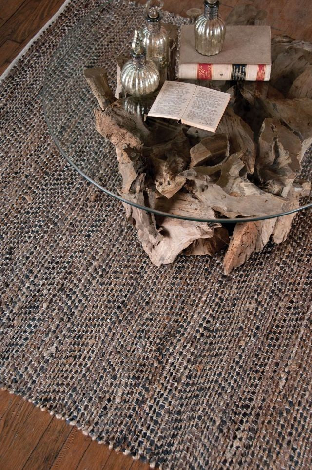 Uttermost Tobais 5 x 8 Rescued Leather and Hemp Rug - 71001-5