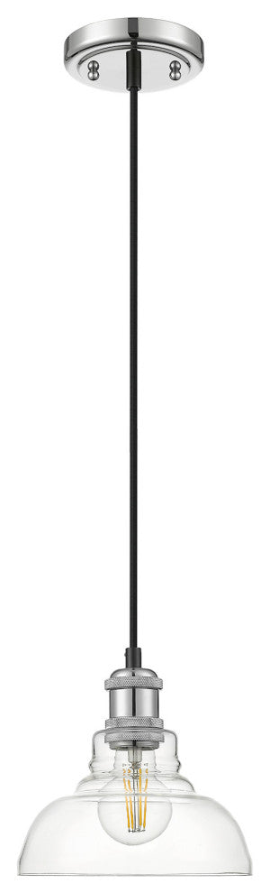 Golden Lighting 0305-S Carver 8"W Mini Pendant - Chrome / Clear