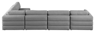 Beckham Linen Textured Fabric 5-Piece Modular L-Shaped Sectional, Grey