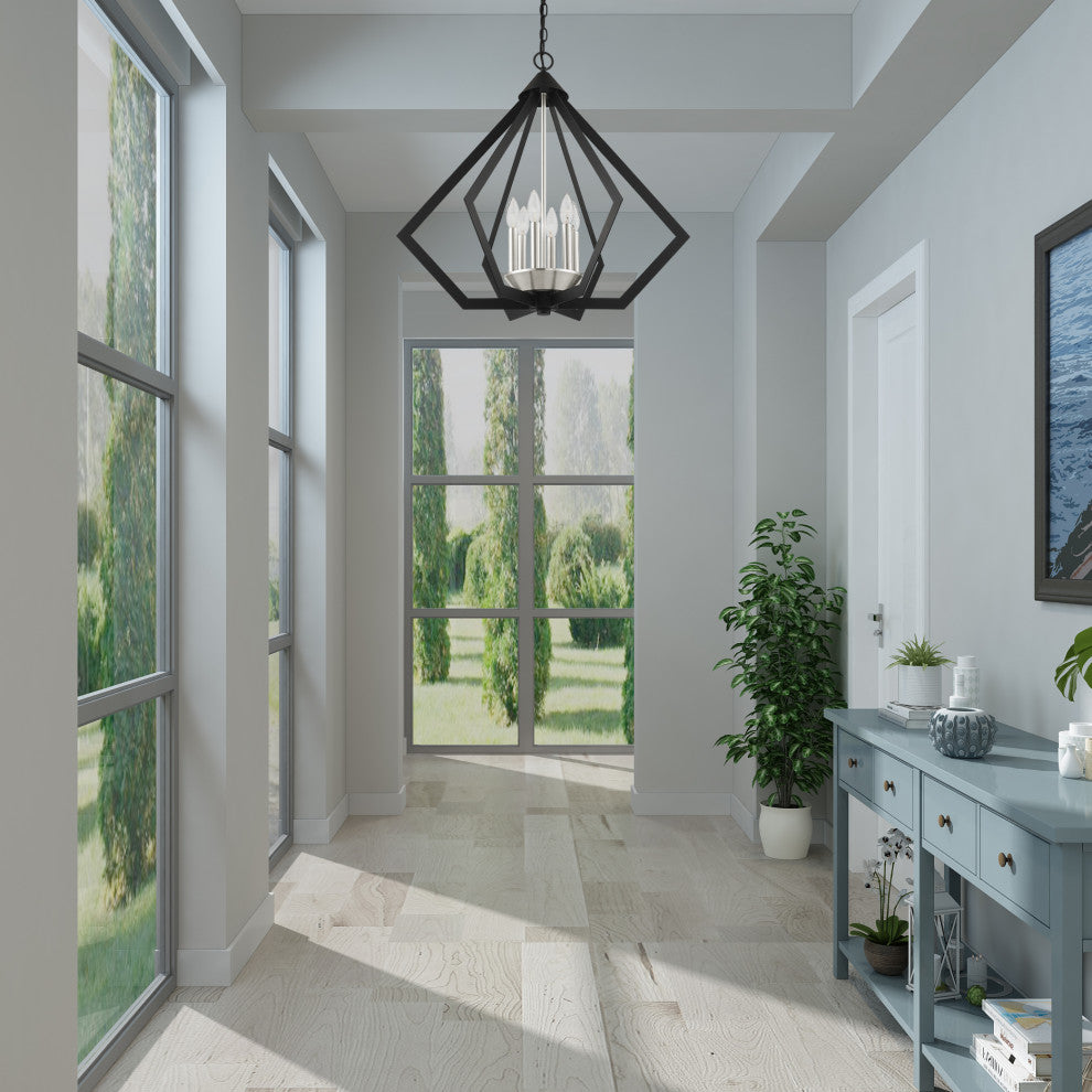 Black With Brushed Nickel Cluster Modern Chandelier