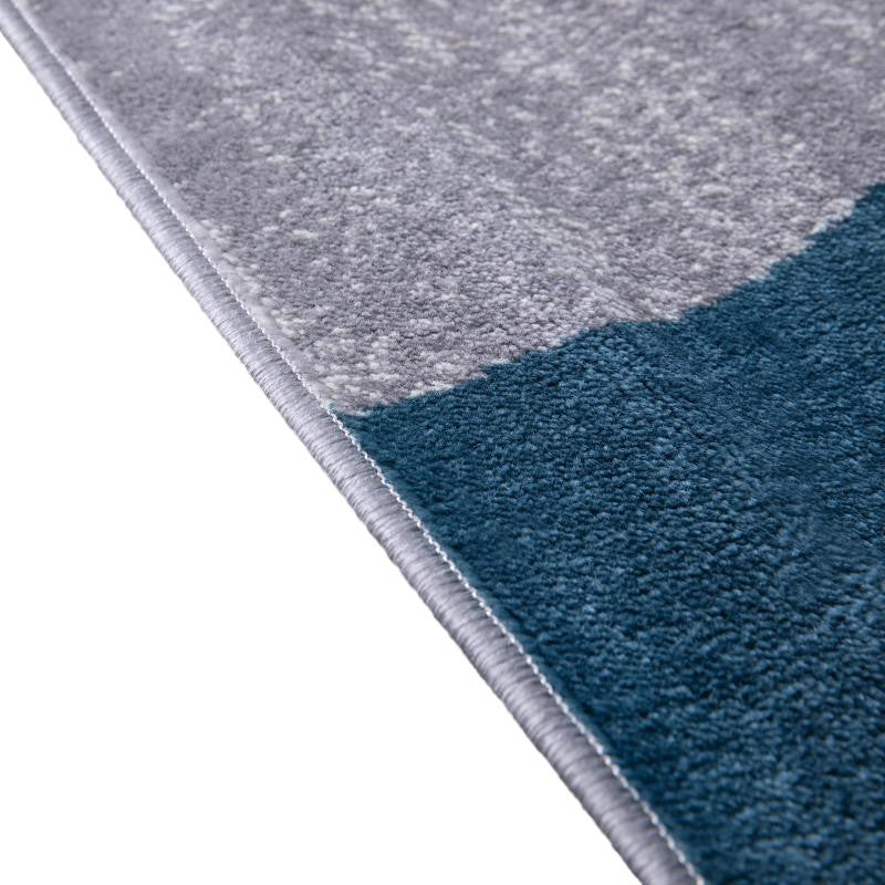 Harken Collection Geometric Olefin Area Rug with Jute Backing, Blue, 8' X 10'