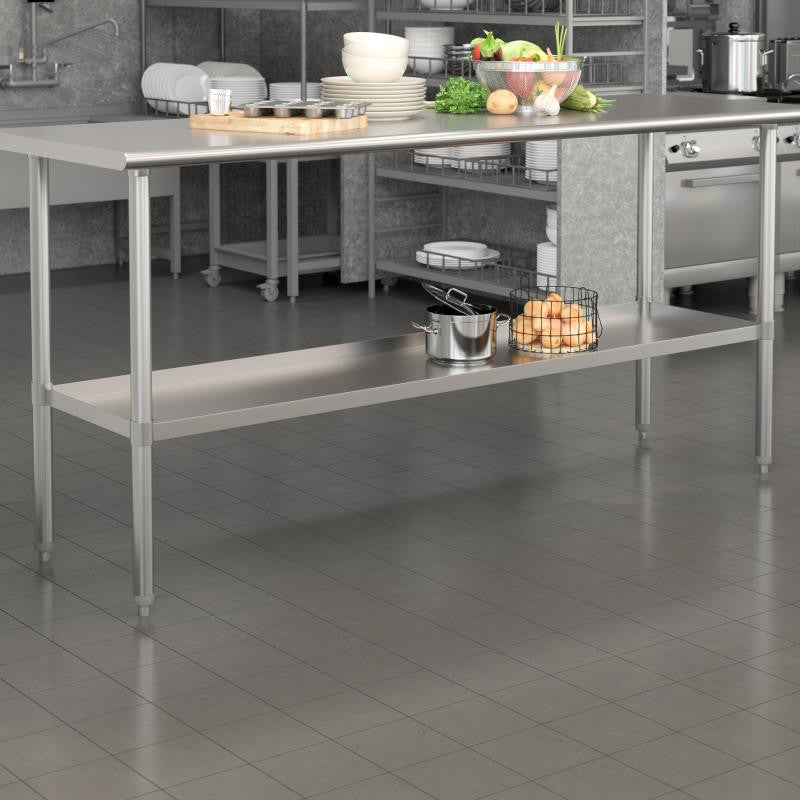 Galvanized Under Shelf for Prep and Work Tables, Stainless Steel, 30" X 72"