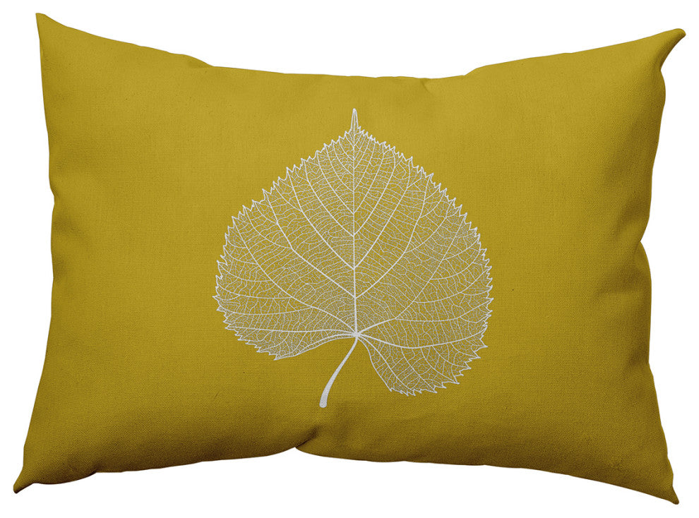 Leaf Study Accent Pillow, Mustard, 14"x20"