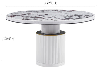 Vanessa White Marble Lacquer 53" Round Dining Table
