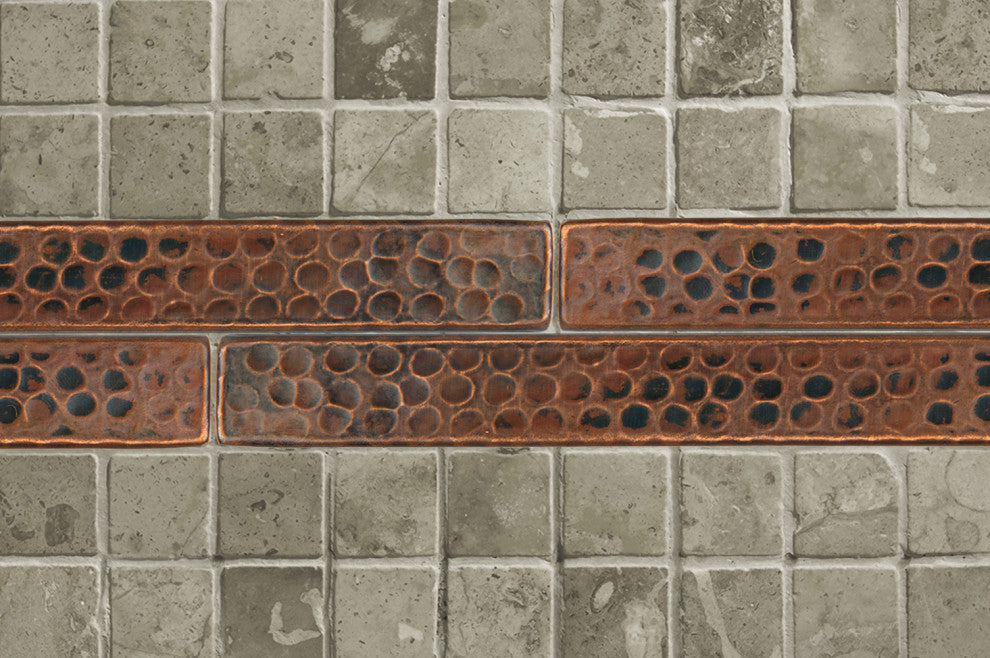 Hammered Copper Tile, 1"x8", Single