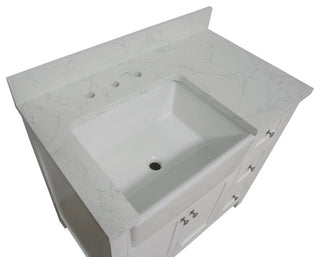Yorkshire 36" Bathroom Vanity, White, Engineered Marble