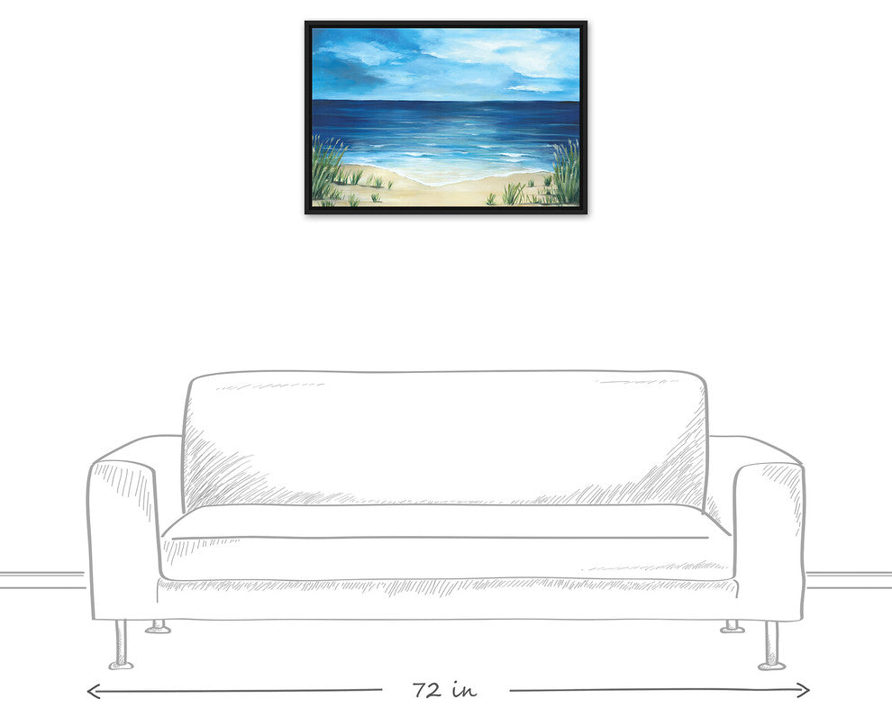 Peaceful Beach Scene 20x30 Black Floating Framed Canvas