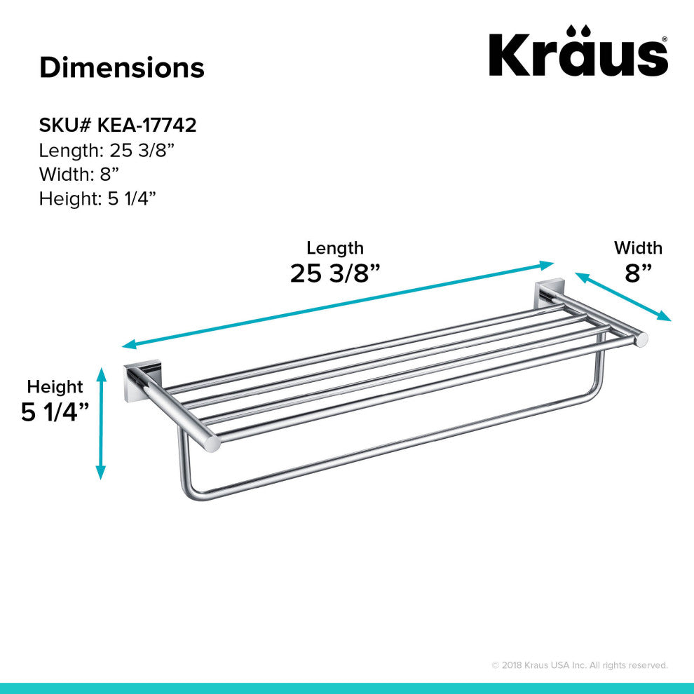 Ventus Bathroom Shelf with Towel Bar, Chrome