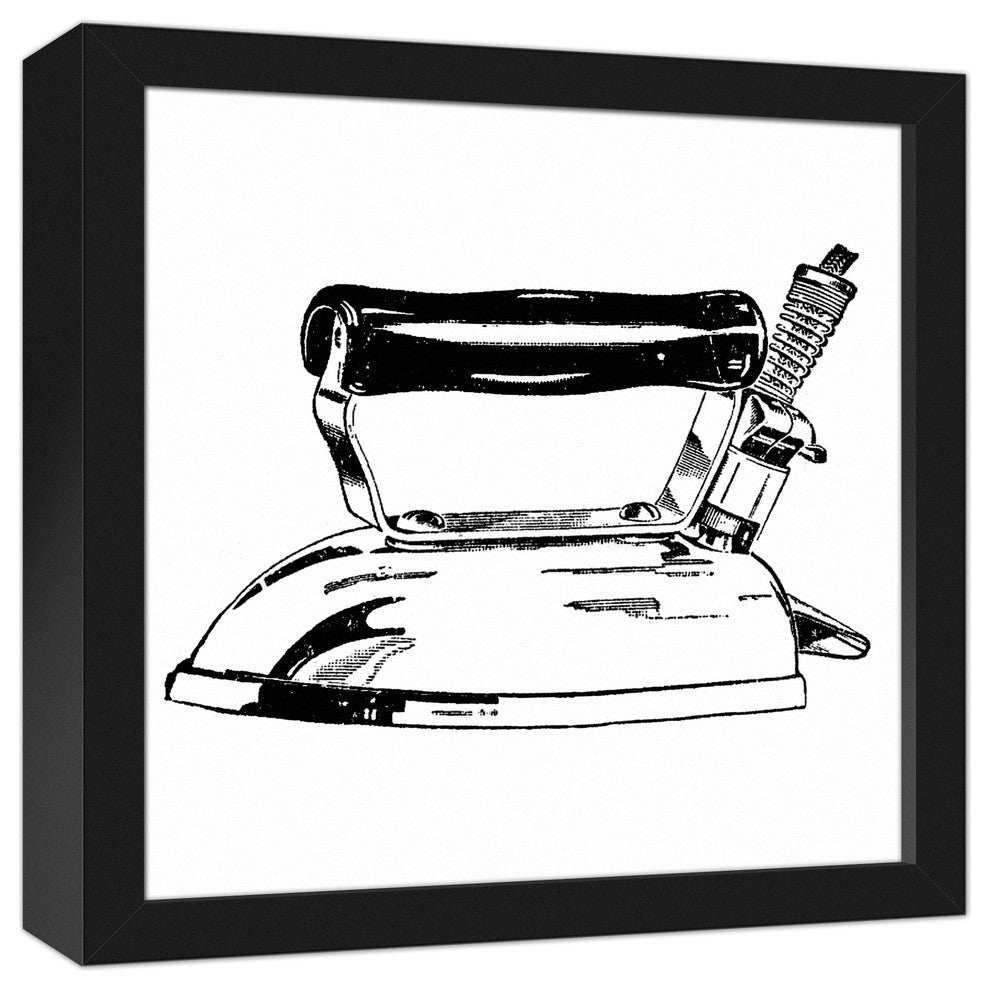 Vintage Iron Sketch Wall Art, Framed Canvas