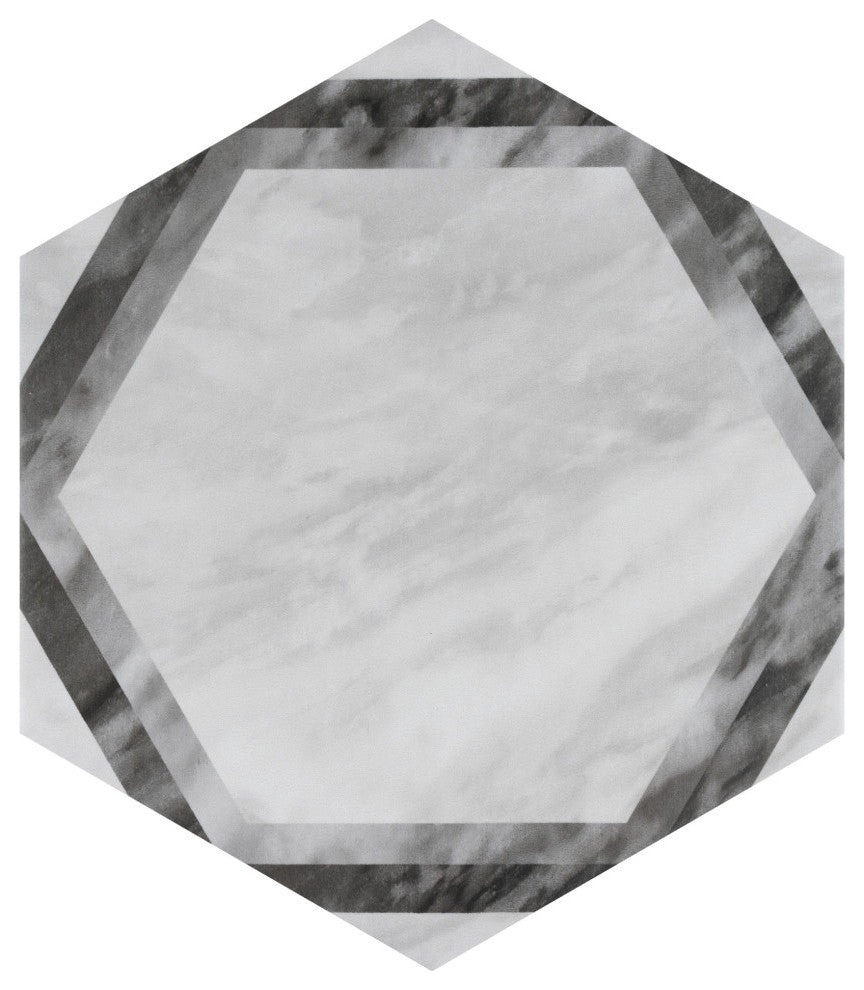 Classico Bardiglio Hex Dimension Porcelain Floor and Wall Tile Sample, Gray
