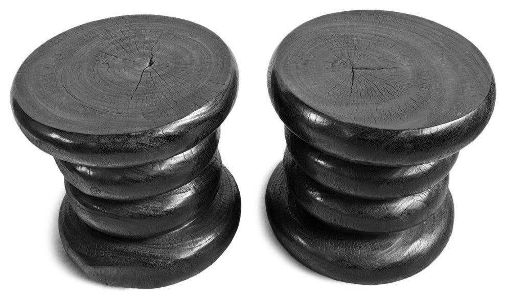 Black Stacked Ring Stool Table