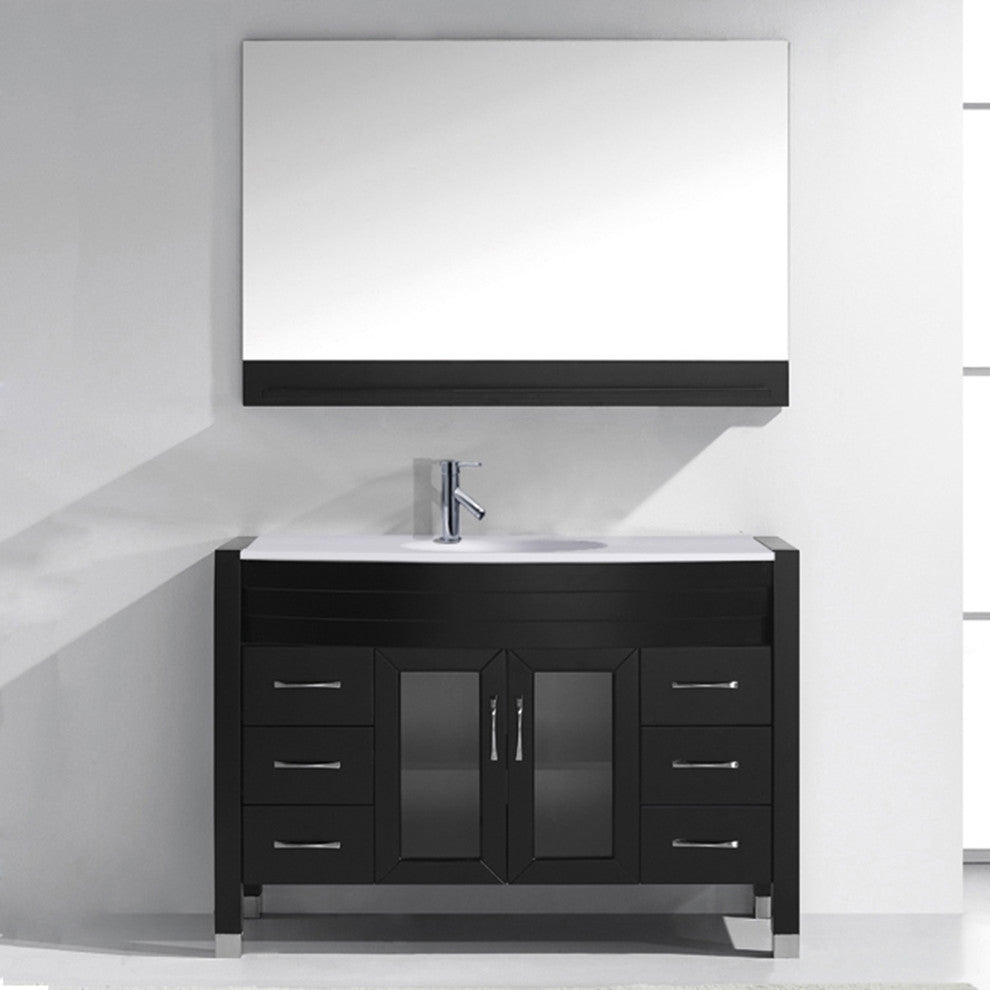 48" Single Bathroom Vanity, Espresso, White Stone, Brushed Nickel