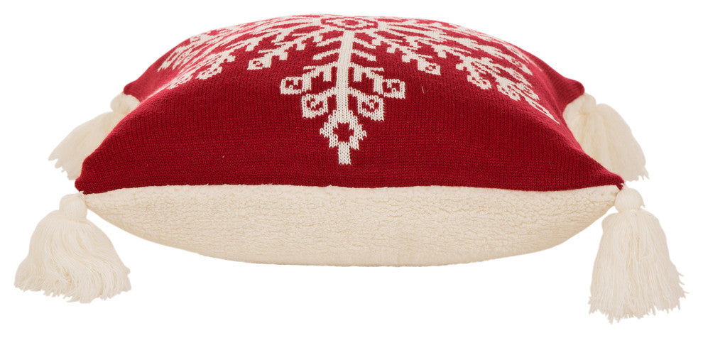 Red Acrylic Pillow Cover With Tassels