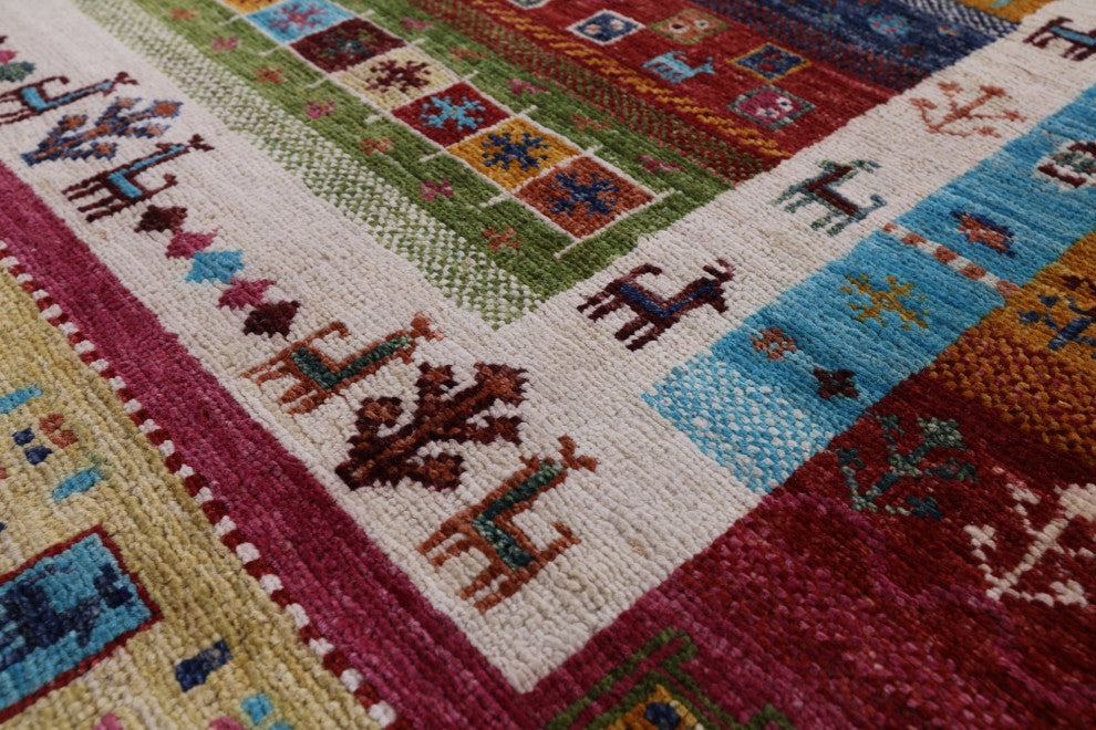 Tribal Persian Gabbeh Hand-Knotted Rug 2' 9" X 4' 2" Q10134