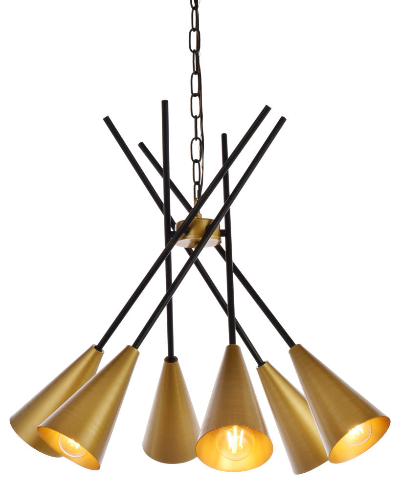 Carys 32" Pendant, Black and Brass