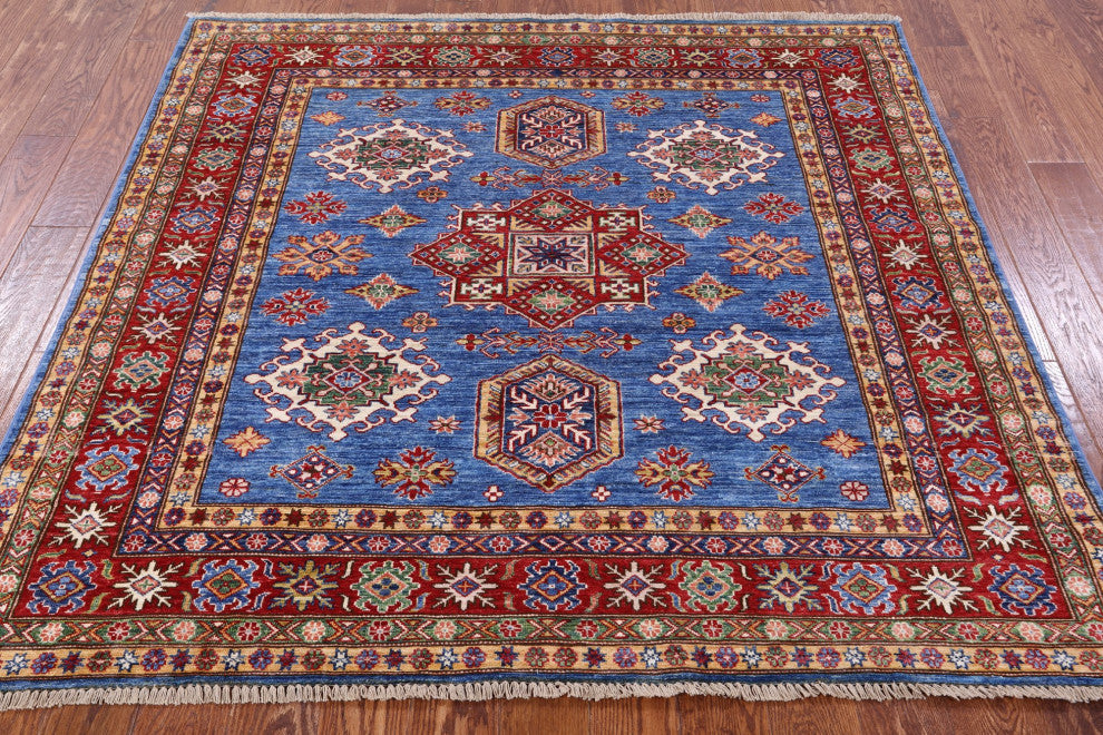 6' Square Super Kazak Handmade Rug Q9558