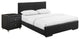 Black Upholstered Twin Platform Bed With Nightstand