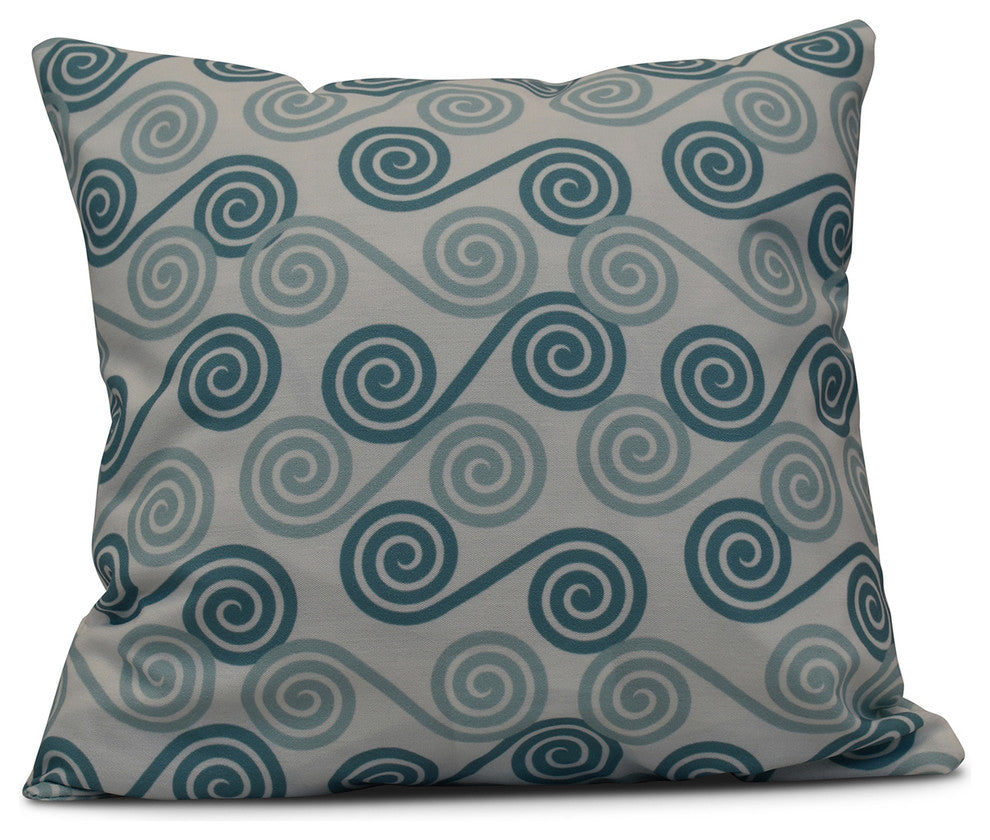 Rip Curl, Geometric Print Outdoor Pillow, Aqua, 20"x20"